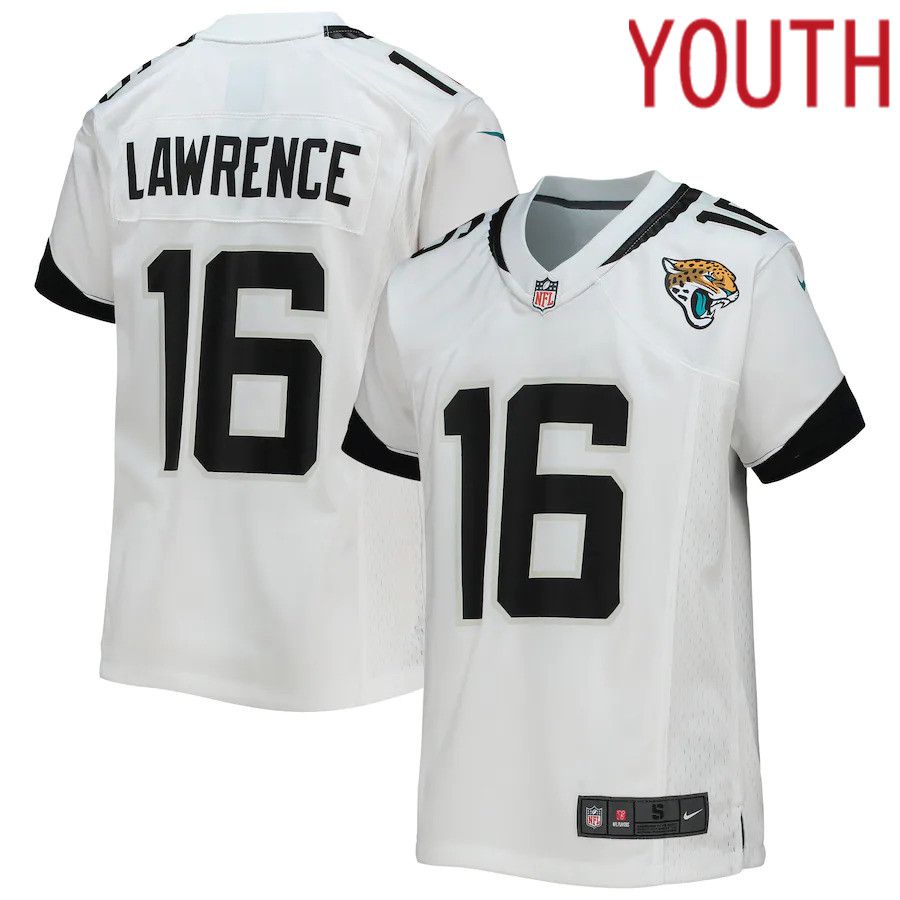 Youth Jacksonville Jaguars #16 Trevor Lawrence Nike White Game NFL Jersey